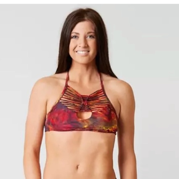 NWT Becca by Rebecca Virtue Electric Current Multicolor Macrame Halter Top - Picture 3 of 12